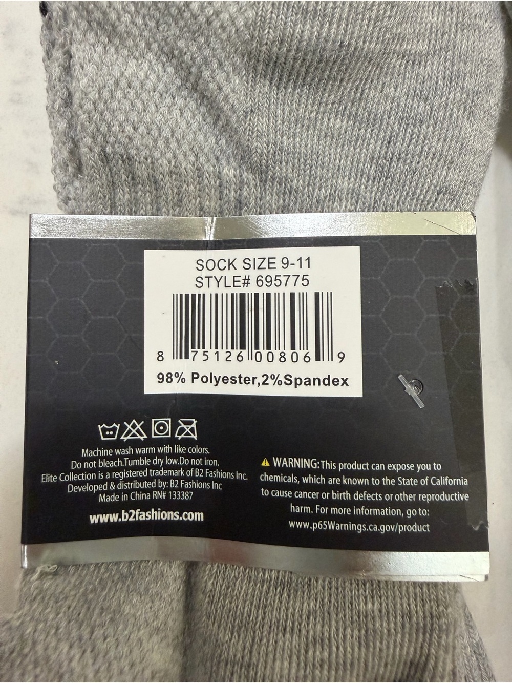 Woman’s Grey No-Show Socks - 3 pack - Picture 4 of 4